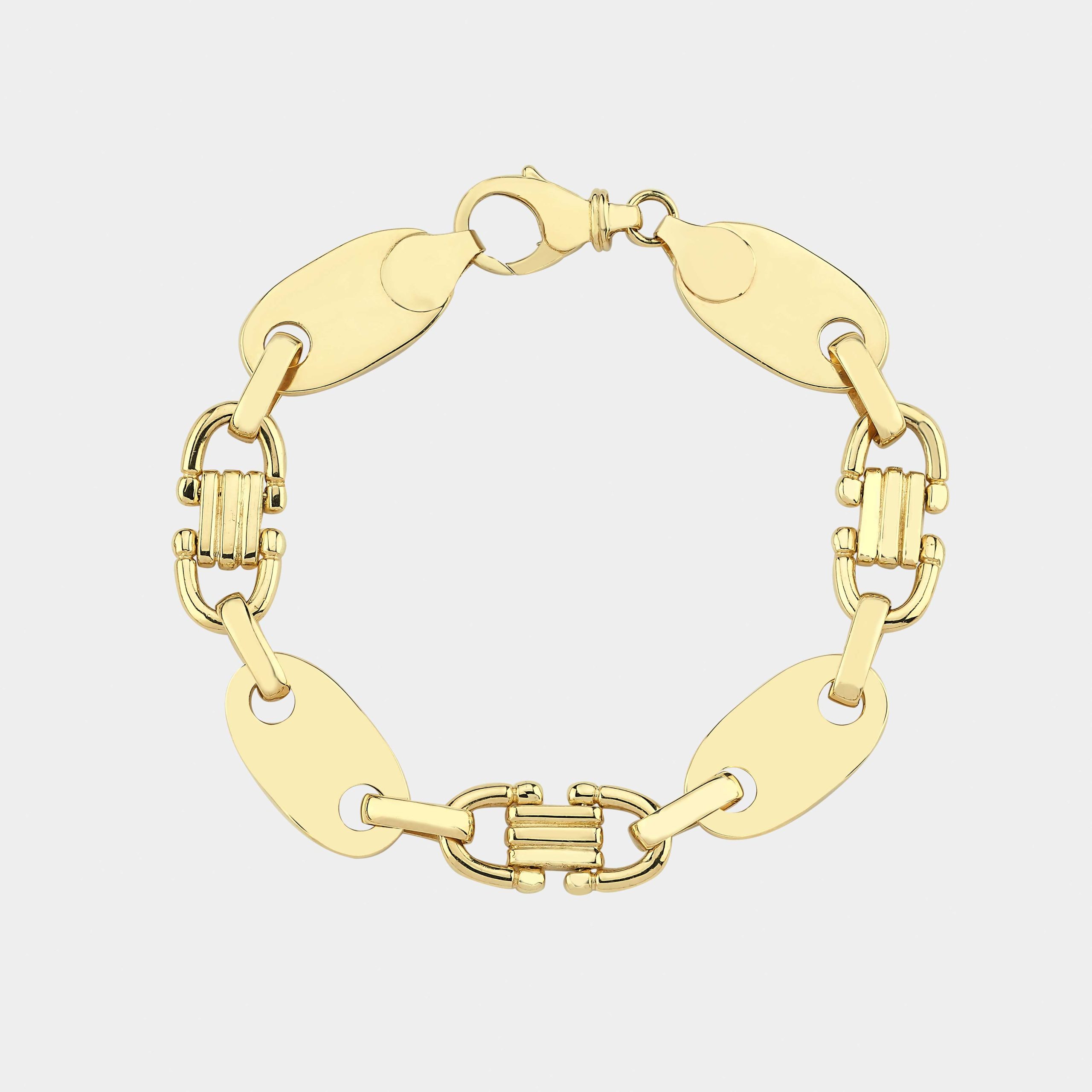 Plate Chain Gold with Bracelet / Platten Kette Gold mit Armband